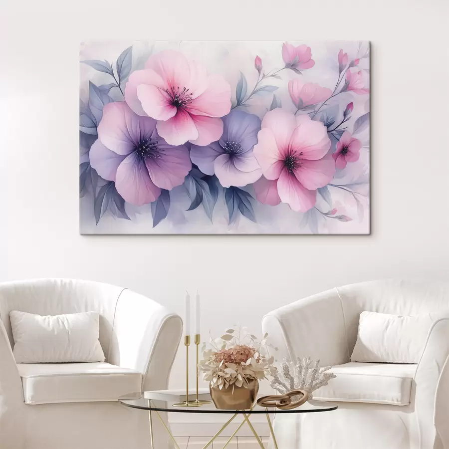  Peintures Fleurs délicates roses et violettes s42851