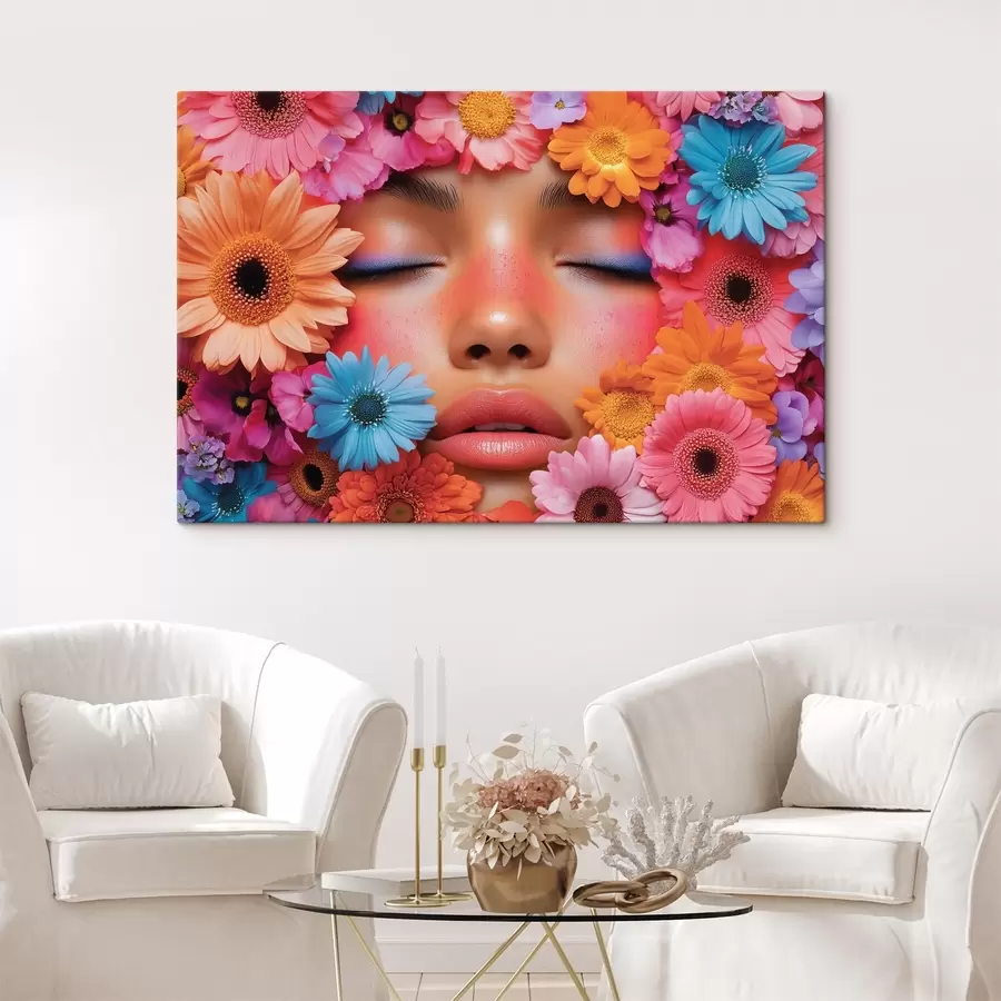  Schilderijen Meisjesgezicht in bloemen s42856