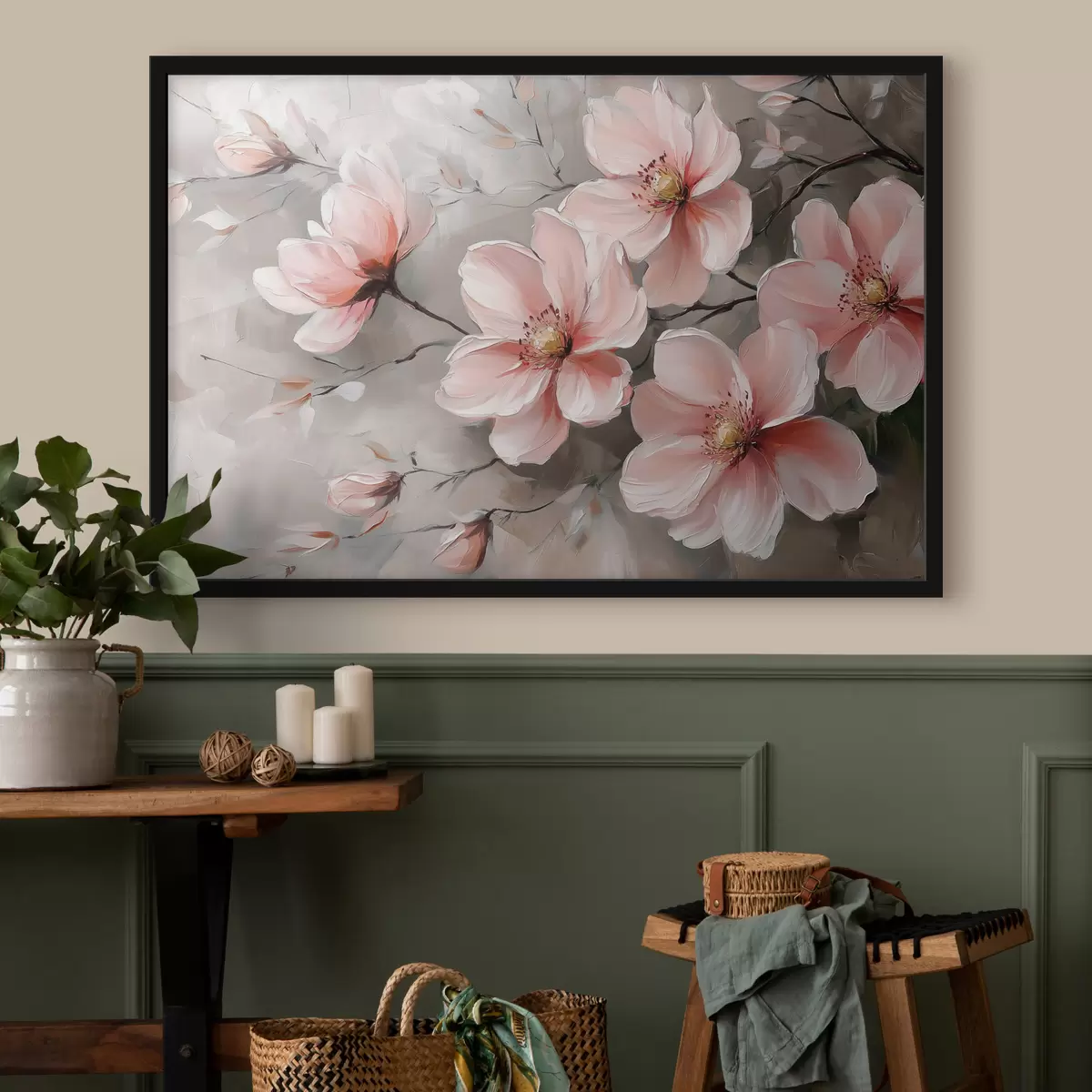 Affiche Grandes fleurs roses f42850