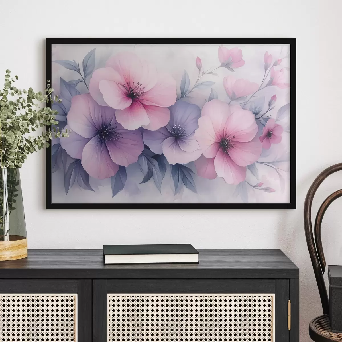 Affiche Fleurs délicates roses et violettes f42851