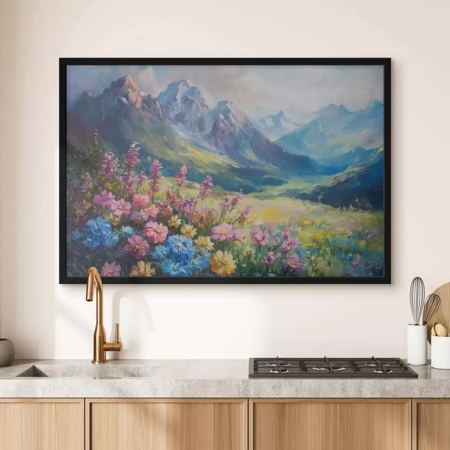 Papier peint photo Prairie fleurie dans les montagnes f42855