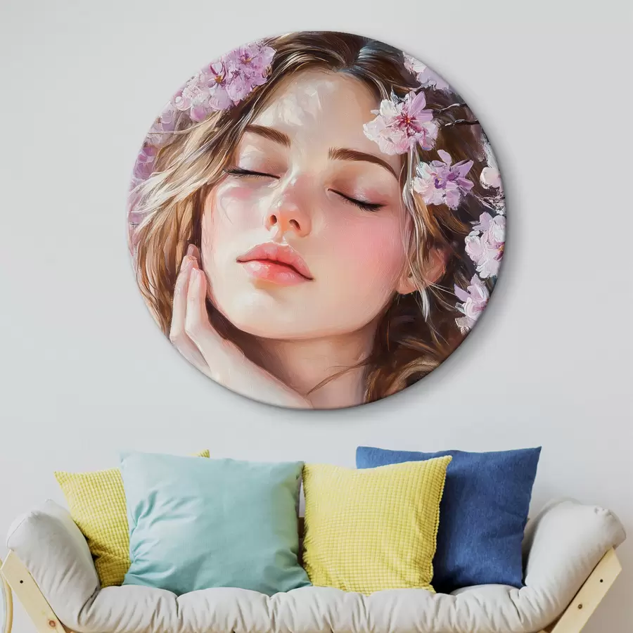  Schilderijen Meisje bij een bloeiende tak r42857