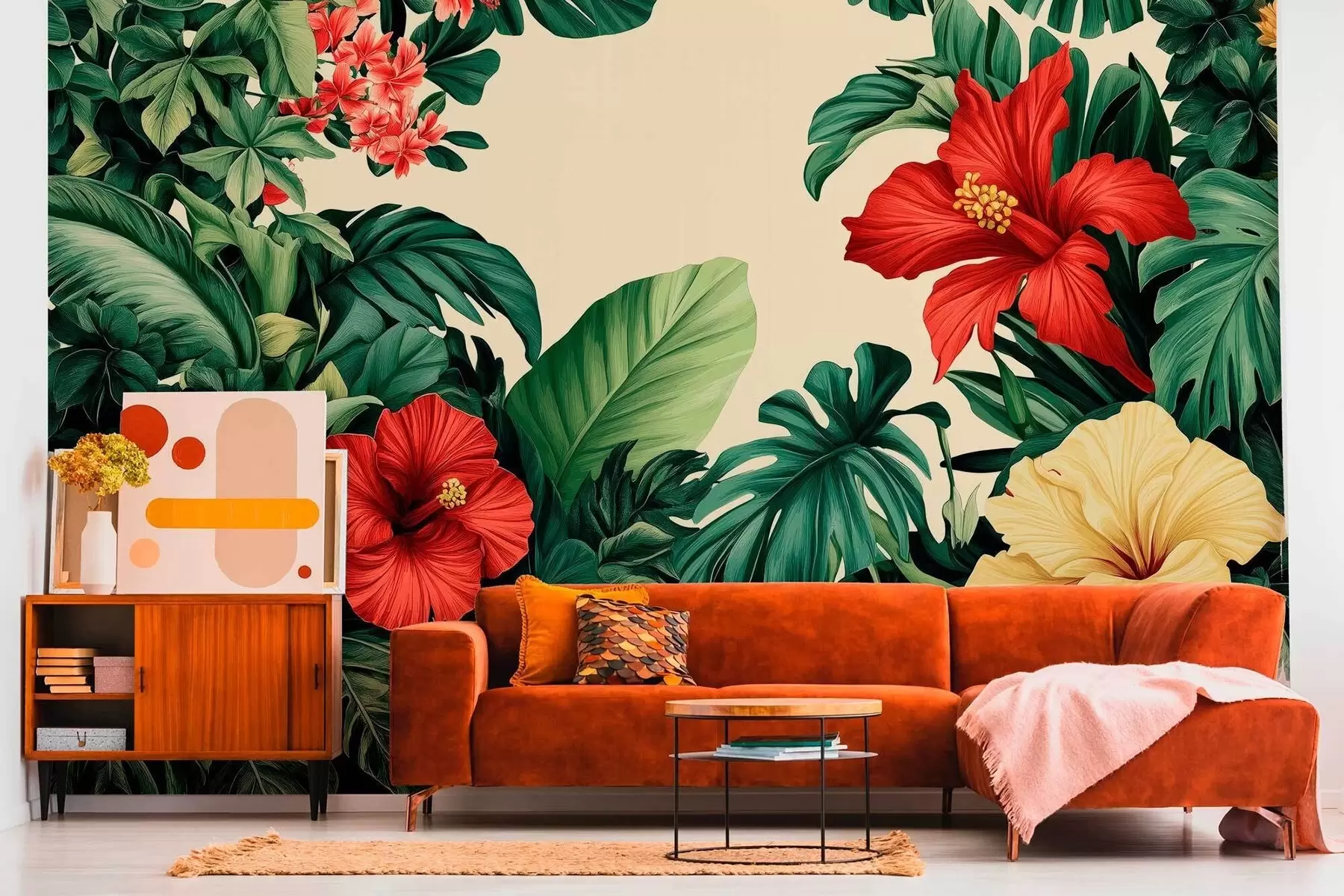 Papier peint photo Jardin tropical avec des fleurs w03021