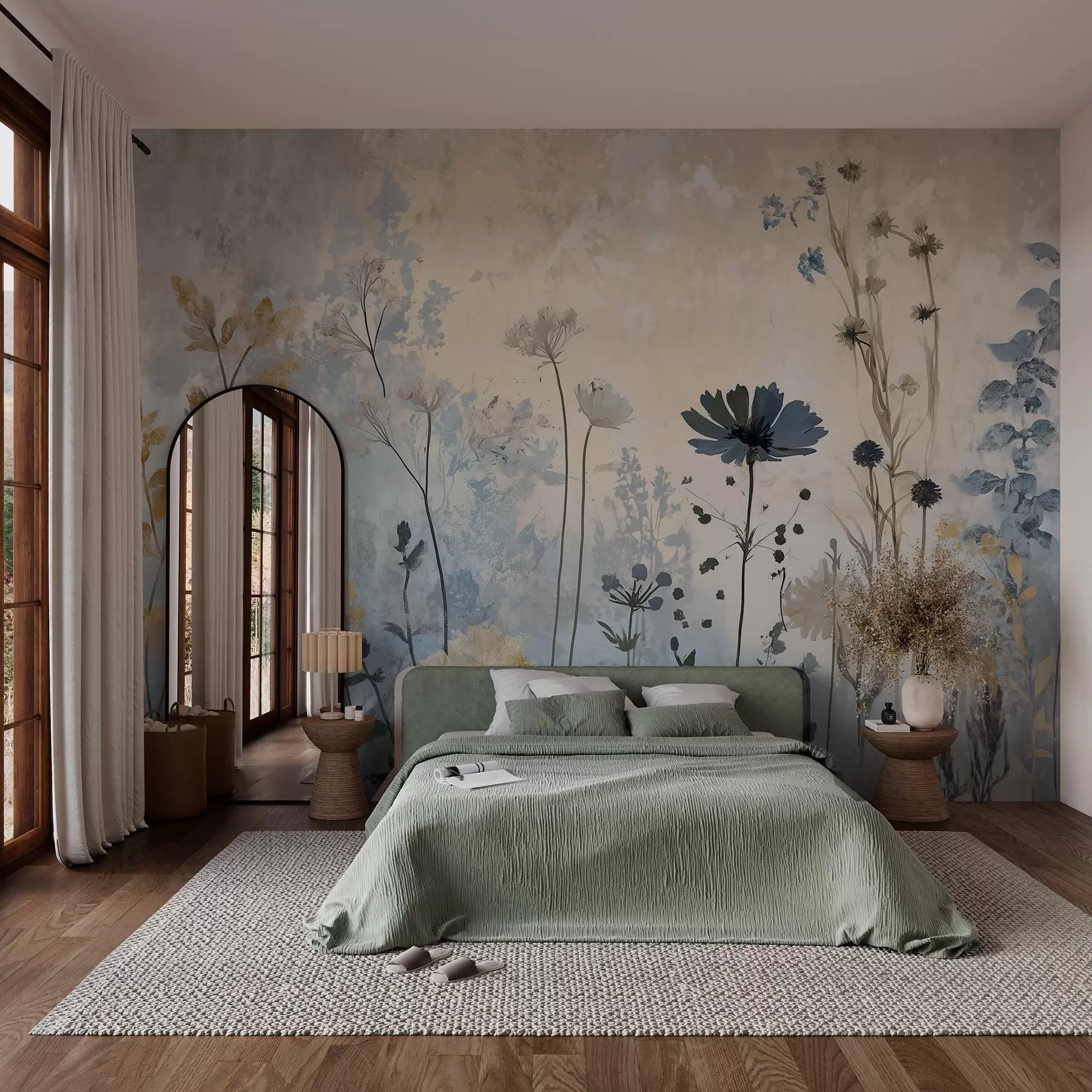 Fotobehang Wilde bloemen op een abstracte manier w03022