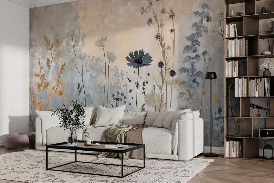 Fotobehang Wilde bloemen op een abstracte manier w03022