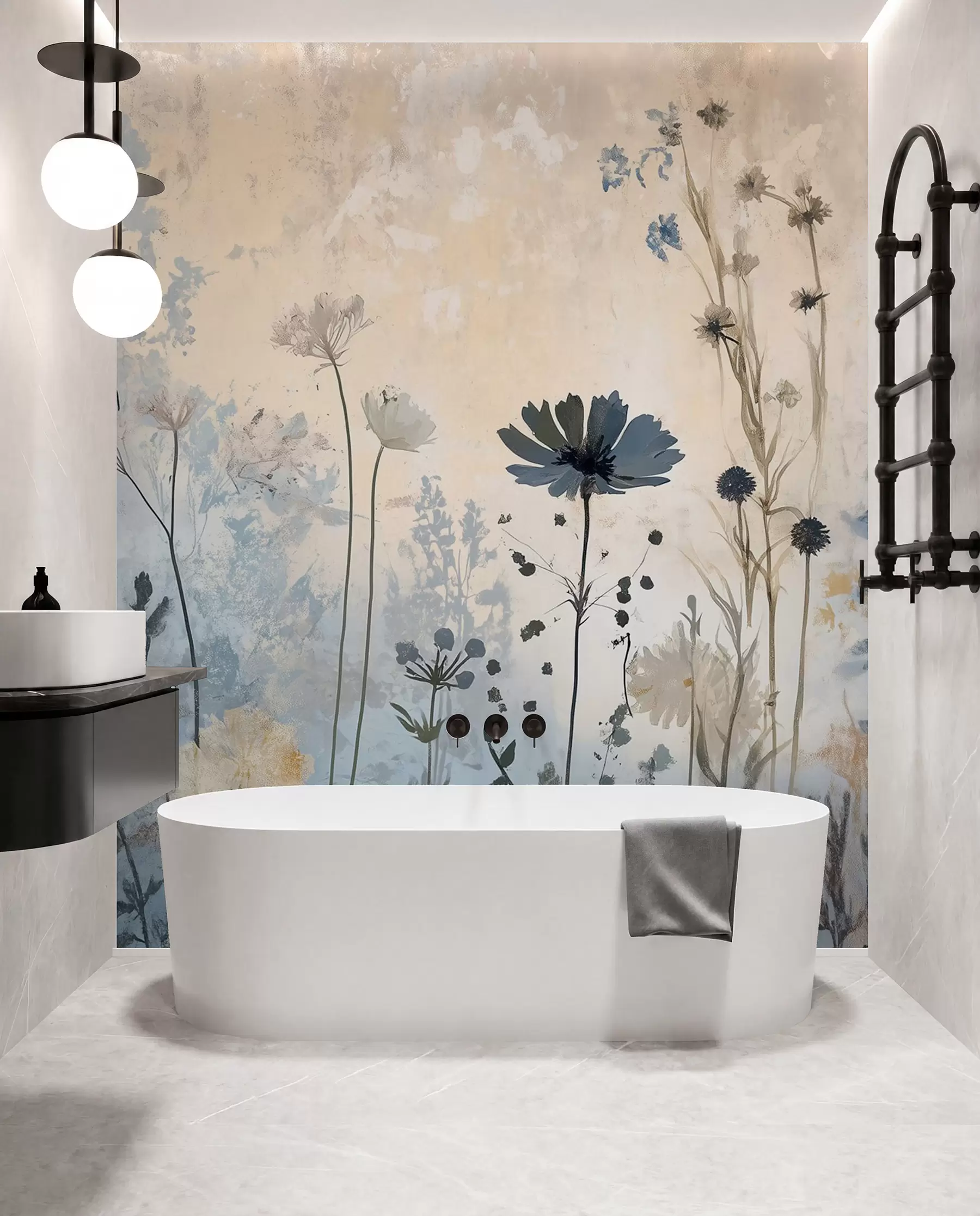 Fotobehang Wilde bloemen op een abstracte manier w03022