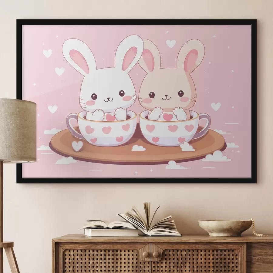 Papier peint photo Lapins dans des coupes f42874