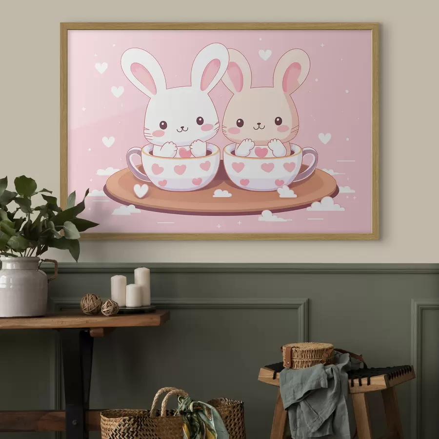 Papier peint photo Lapins dans des coupes f42874