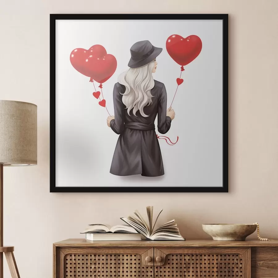 Fotobehang Blondine met ballonnen f42875