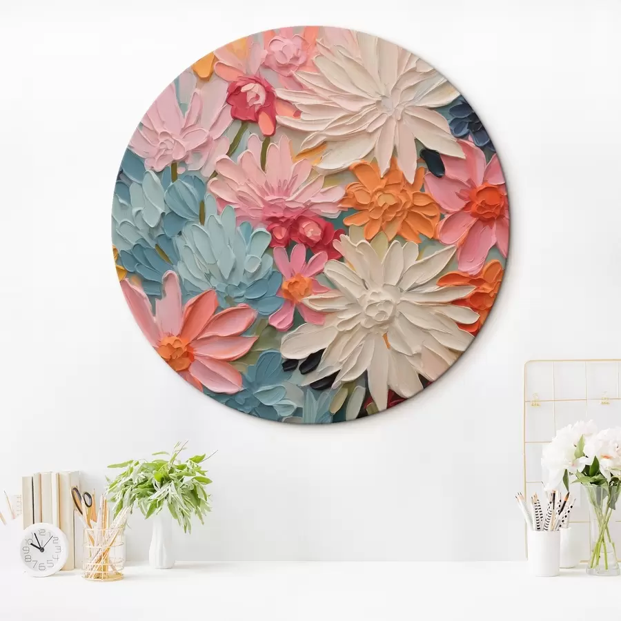  Schilderijen Heldere abstracte bloemen imitatie van penseelstreken r42826