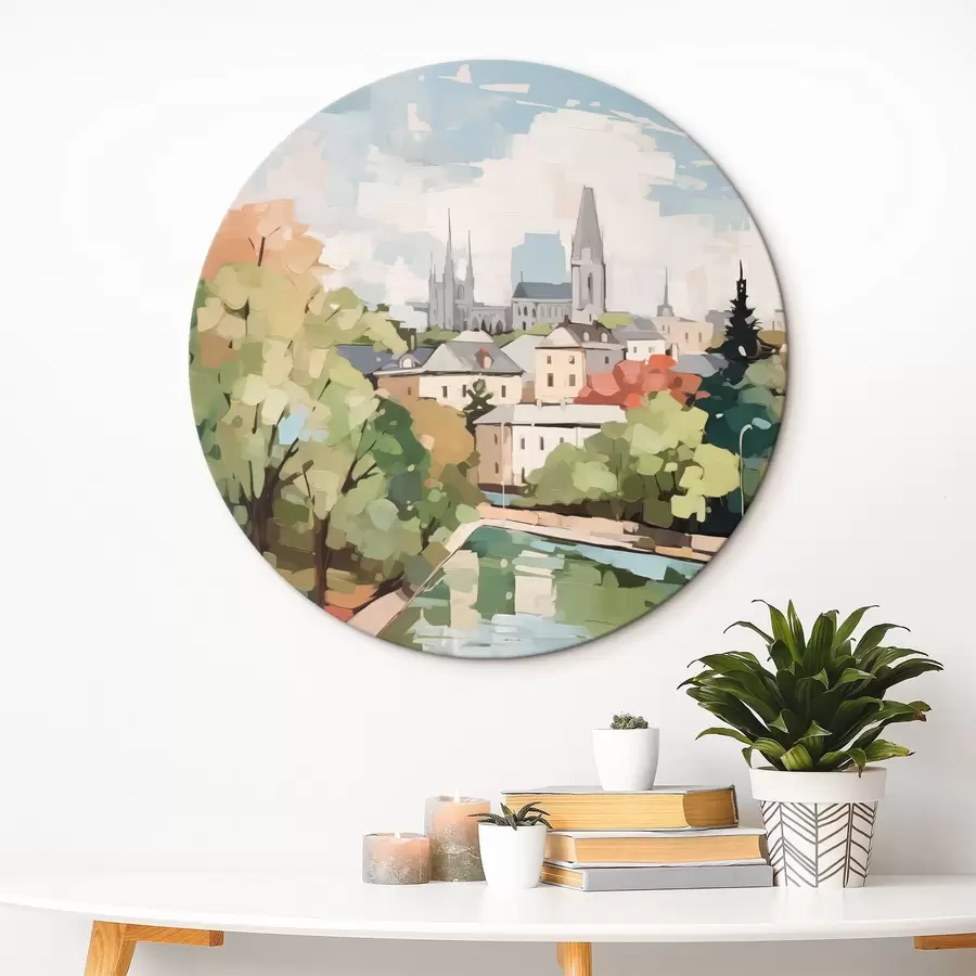  Schilderijen Abstract stadsgezicht imitatieschilderij r42834