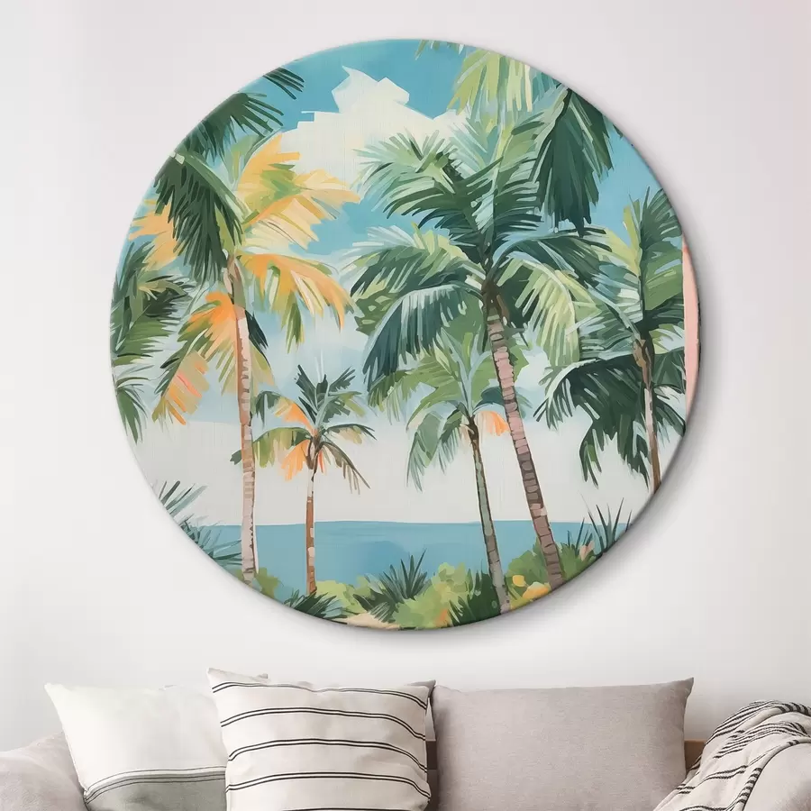  Schilderijen Palmbos aan zee imitatie van schilderij r42840