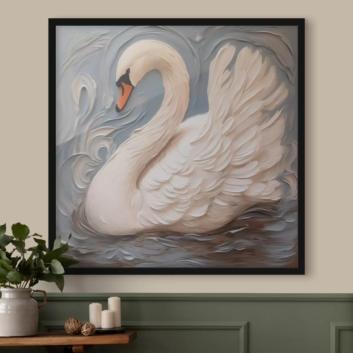 Affiche Peinture imitation cygne f42829