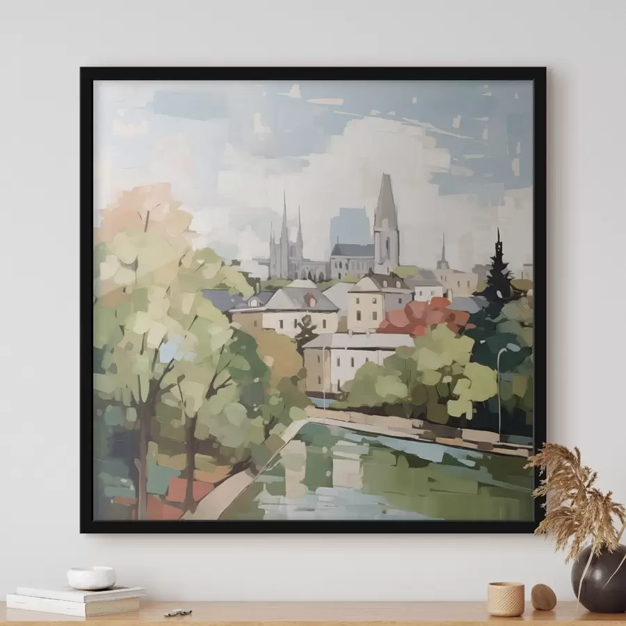 Papier peint photo Peinture abstraite d'imitation de paysage urbain f42834