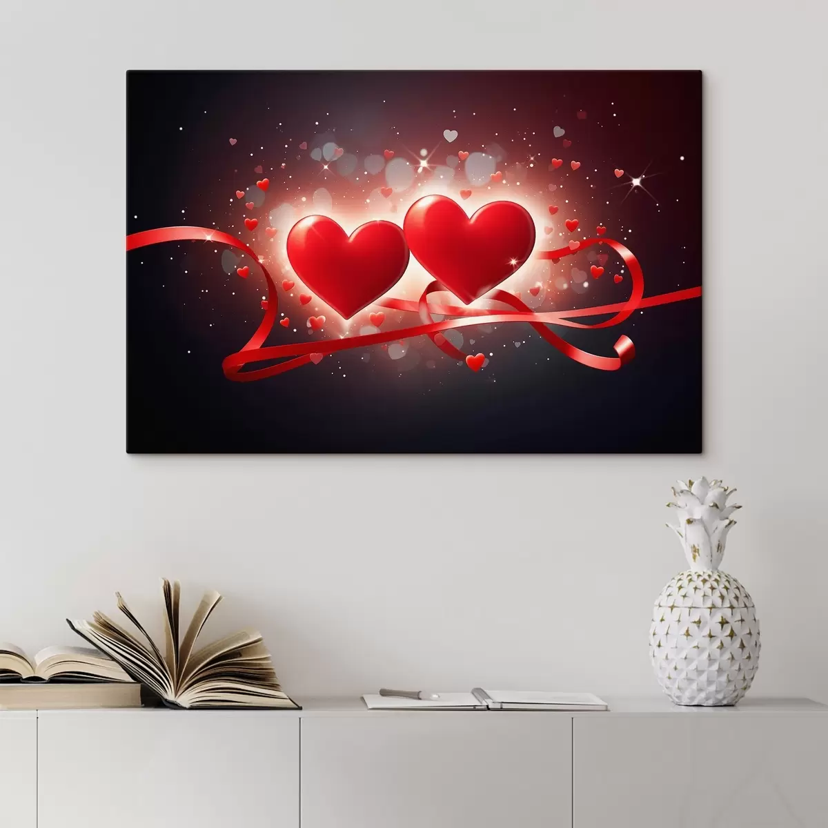  Peintures Deux cœurs sur un fond abstrait s42877