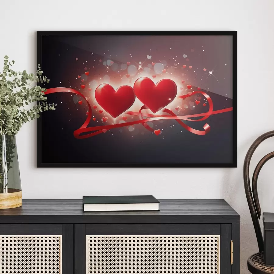 Fotobehang Twee harten op een abstracte achtergrond f42877