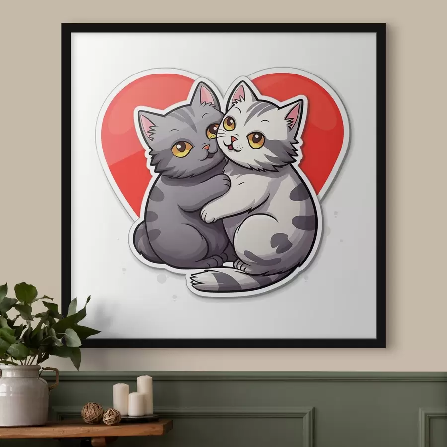 Fotobehang Twee verliefde katten f42881