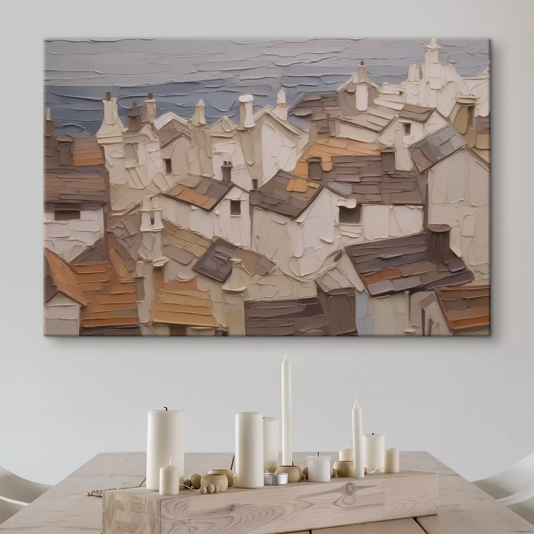 Papier peint photo Toits de maisons imitation abstraite de la peinture s42910