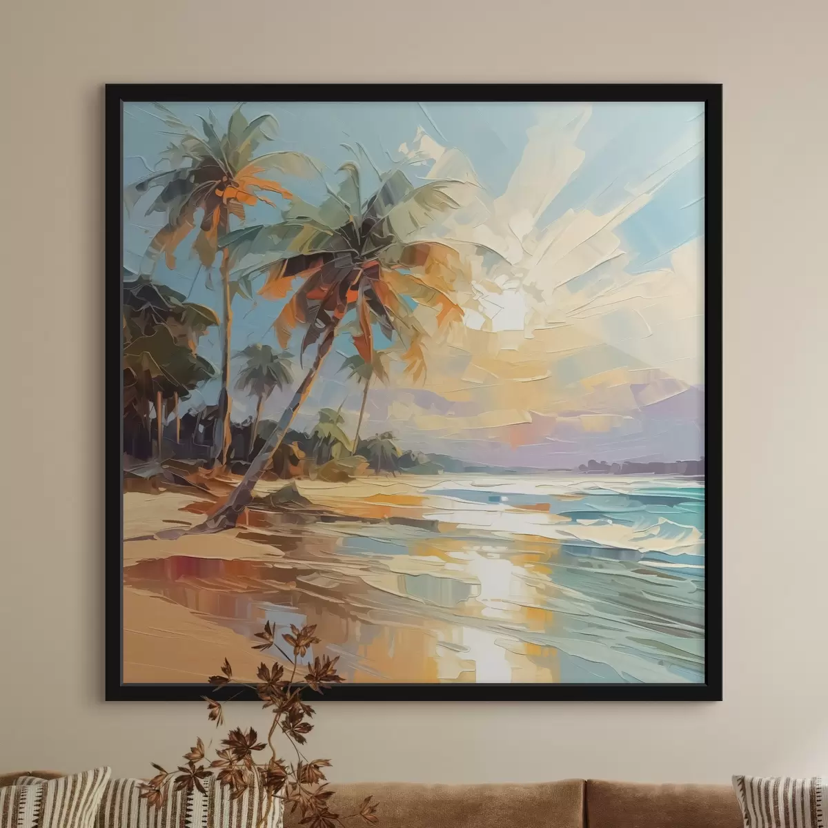 Affiche Palmiers au bord de la mer imitation de peinture f42897