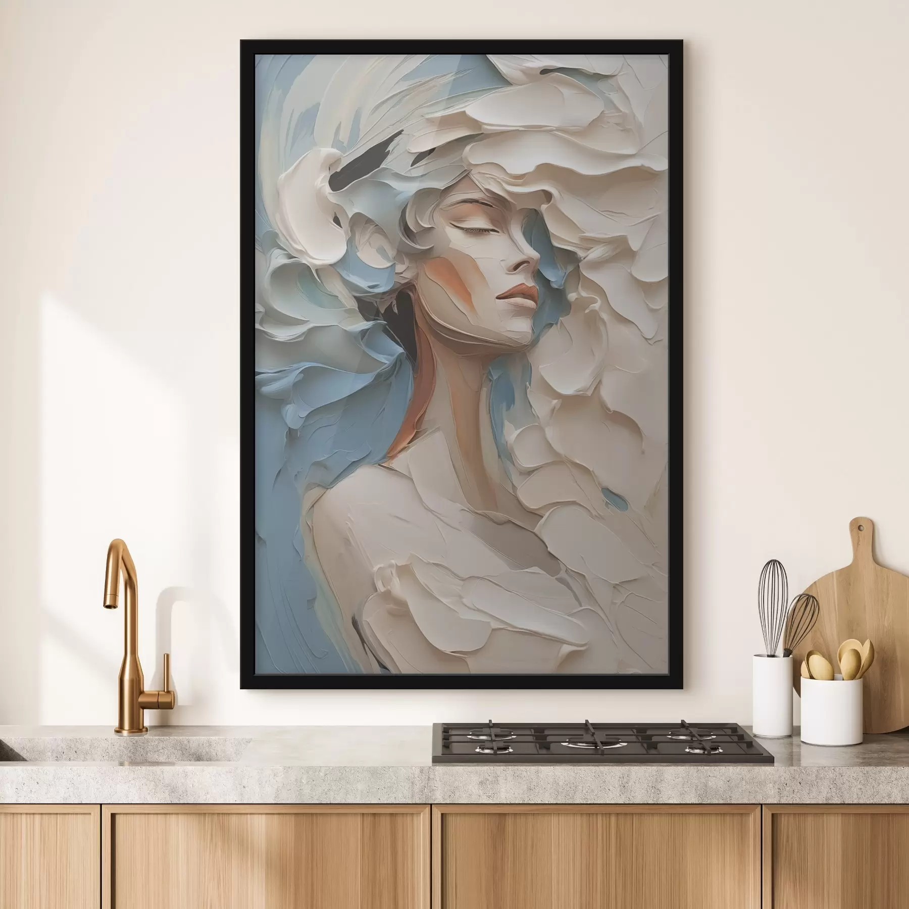 Fotobehang Portret van een meisje abstracte imitatie van schilderij f42904