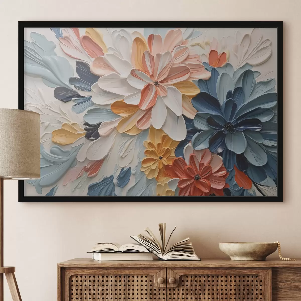 Affiche Fleurs imitant les traits d'une peinture f42907