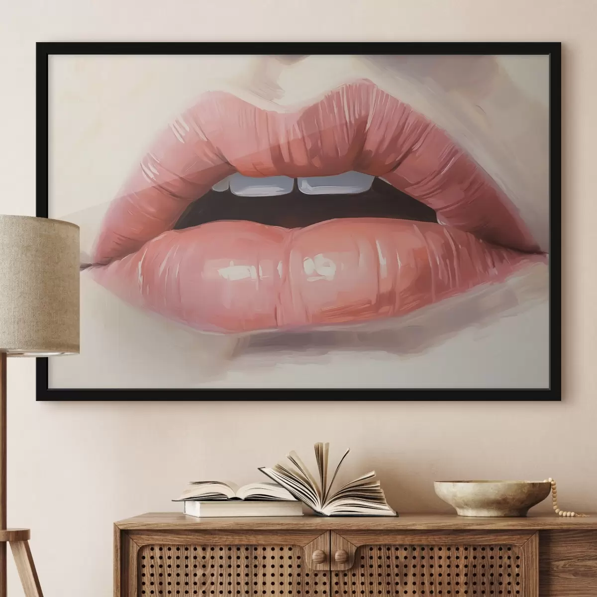 Poster Lippen imitatieschilderij f42909