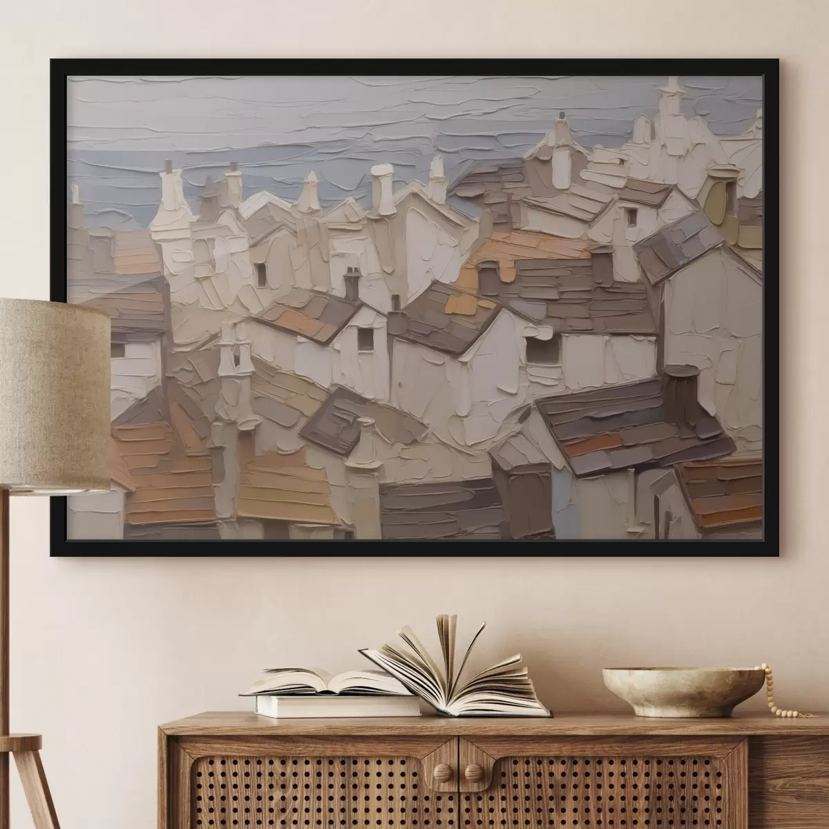 Affiche Toits de maisons imitation abstraite de la peinture f42910