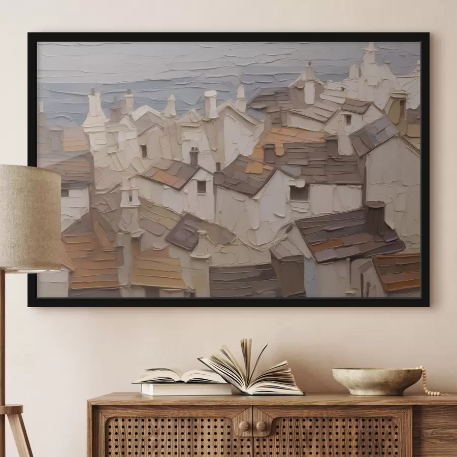 Papier peint photo Toits de maisons imitation abstraite de la peinture f42910