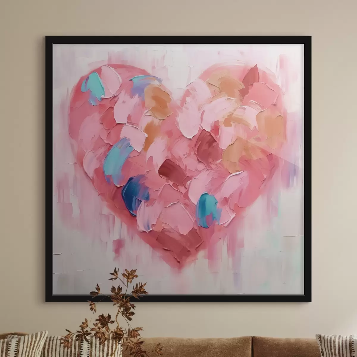 Poster Hart abstracte imitatie penseelstreken f42911