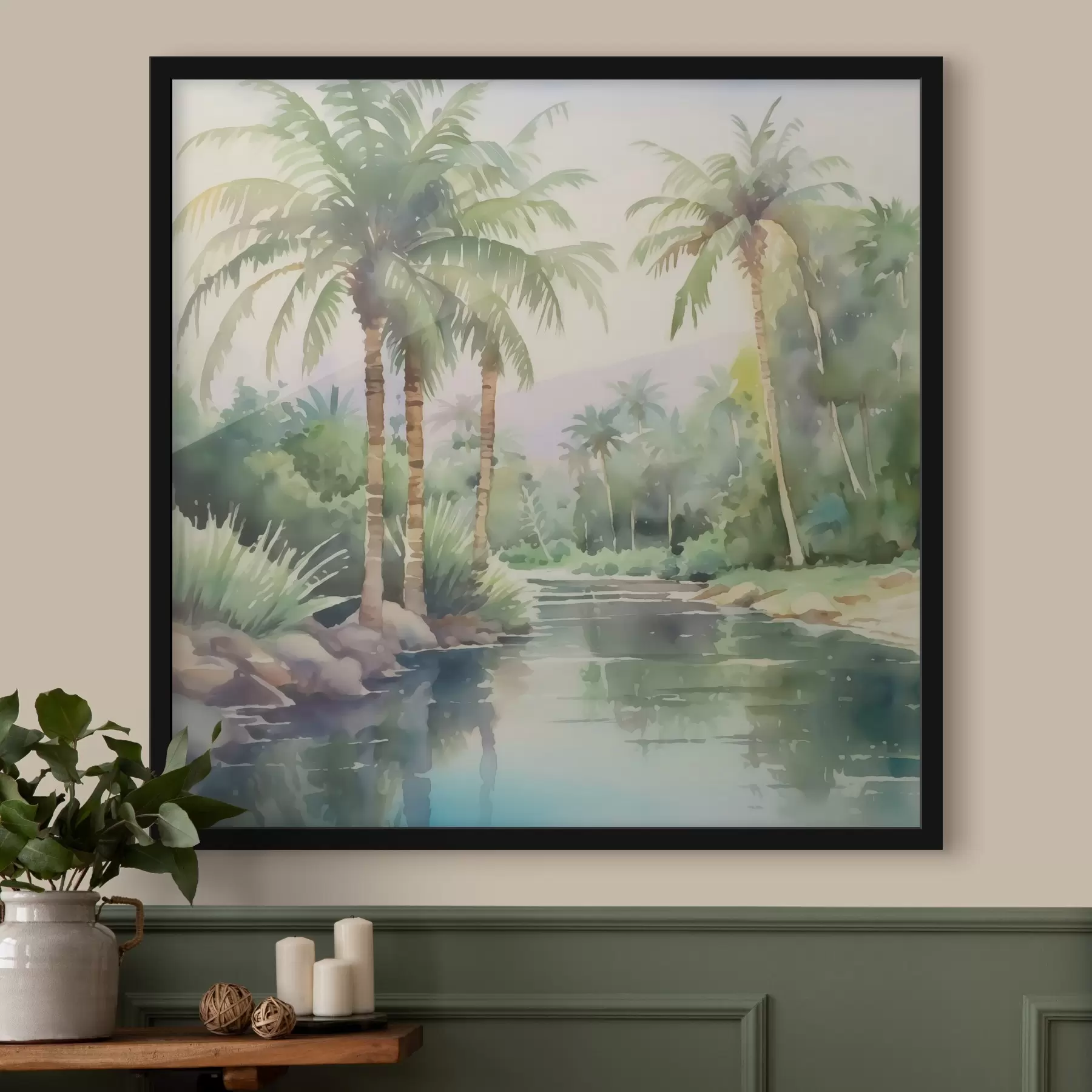  Schilderijen Tropisch landschap imitatie aquarel f42912