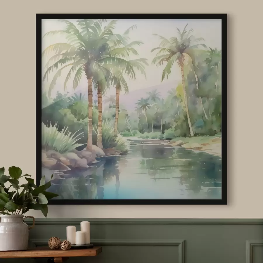 Fotobehang Tropisch landschap imitatie aquarel f42912