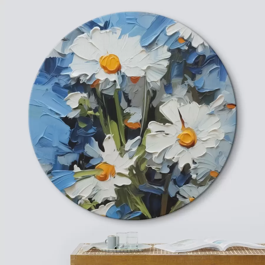  Schilderijen Abstracte madeliefjes imitatie van penseelstreken r42902