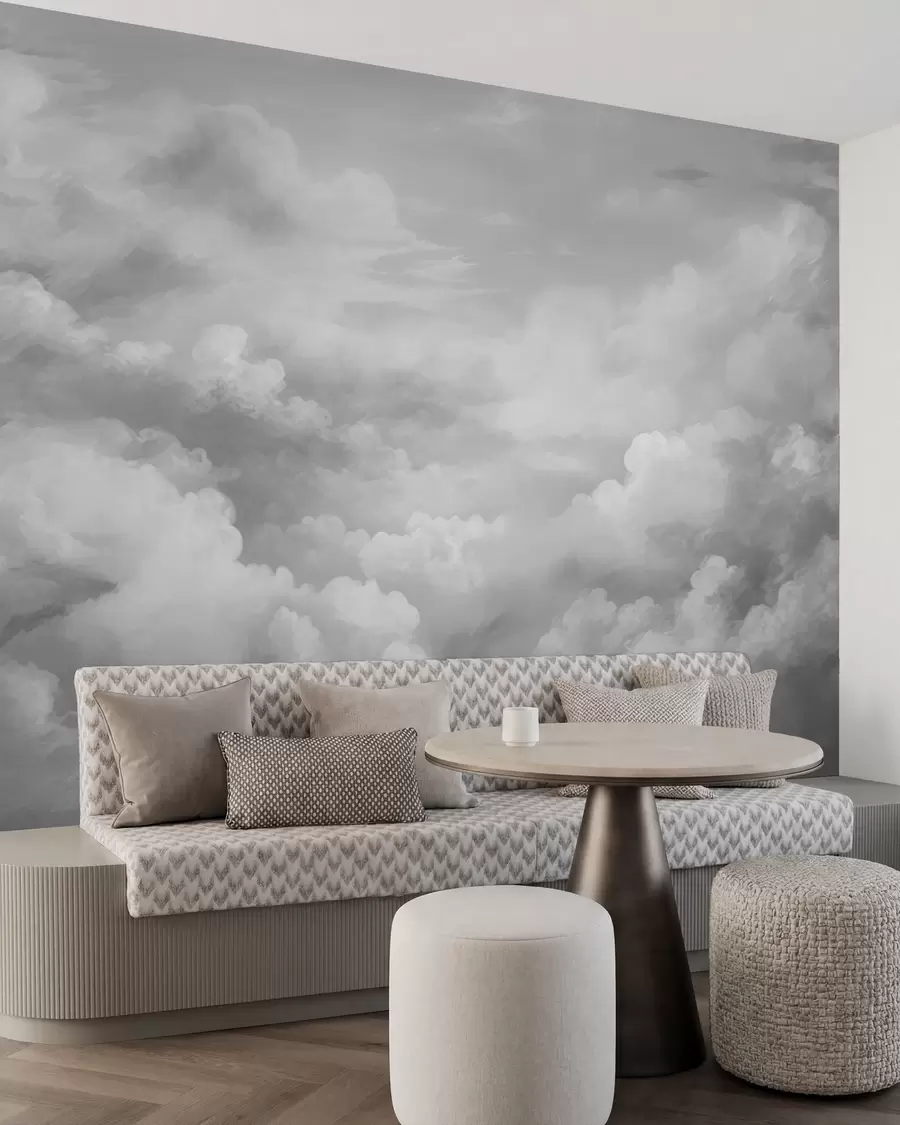 Papier peint photo nuages lumineux en nuances de gris w03047v1