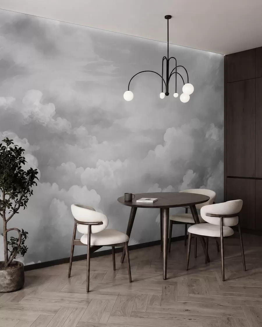 Papier peint photo nuages lumineux en nuances de gris w03047v1
