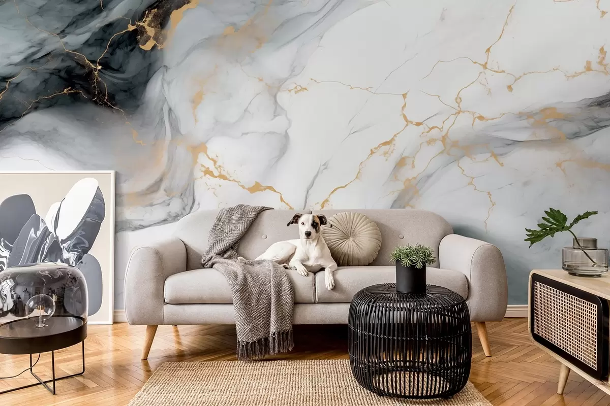 Fotobehang Grijze steen met een vleugje jadegroen w08749