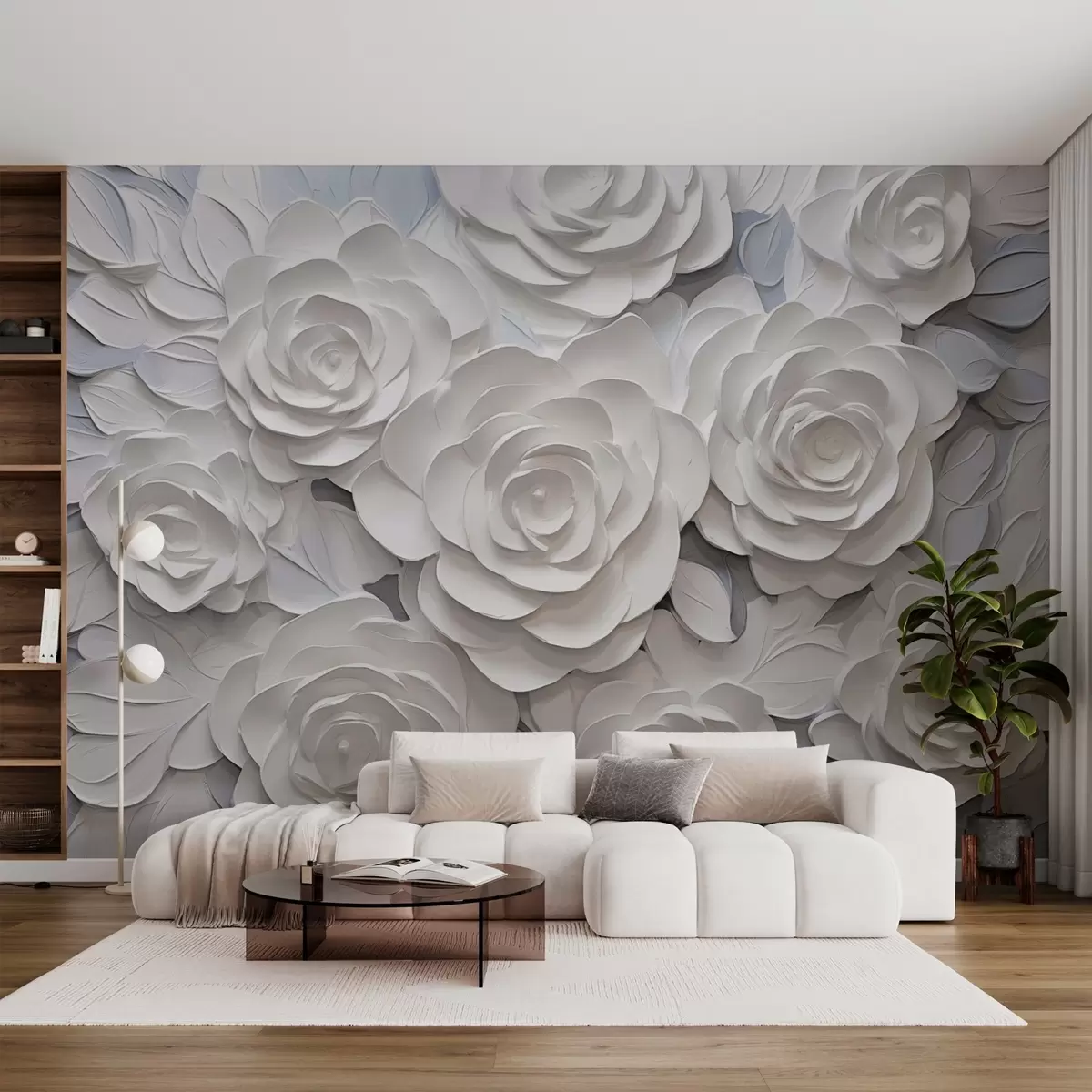 Fotobehang Witte abstracte rozen w03070