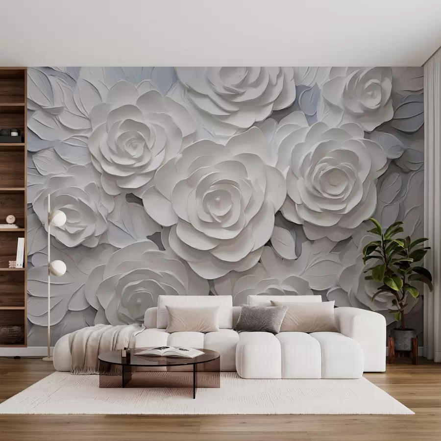 Fotobehang Witte abstracte rozen w03070