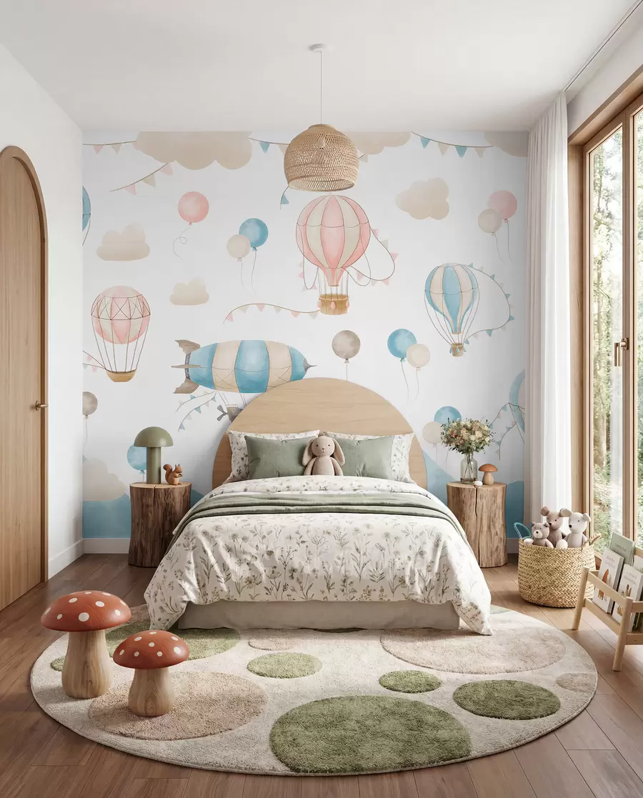 Fotobehang Aquarelontwerp met ballonnen voor kinderen w08765