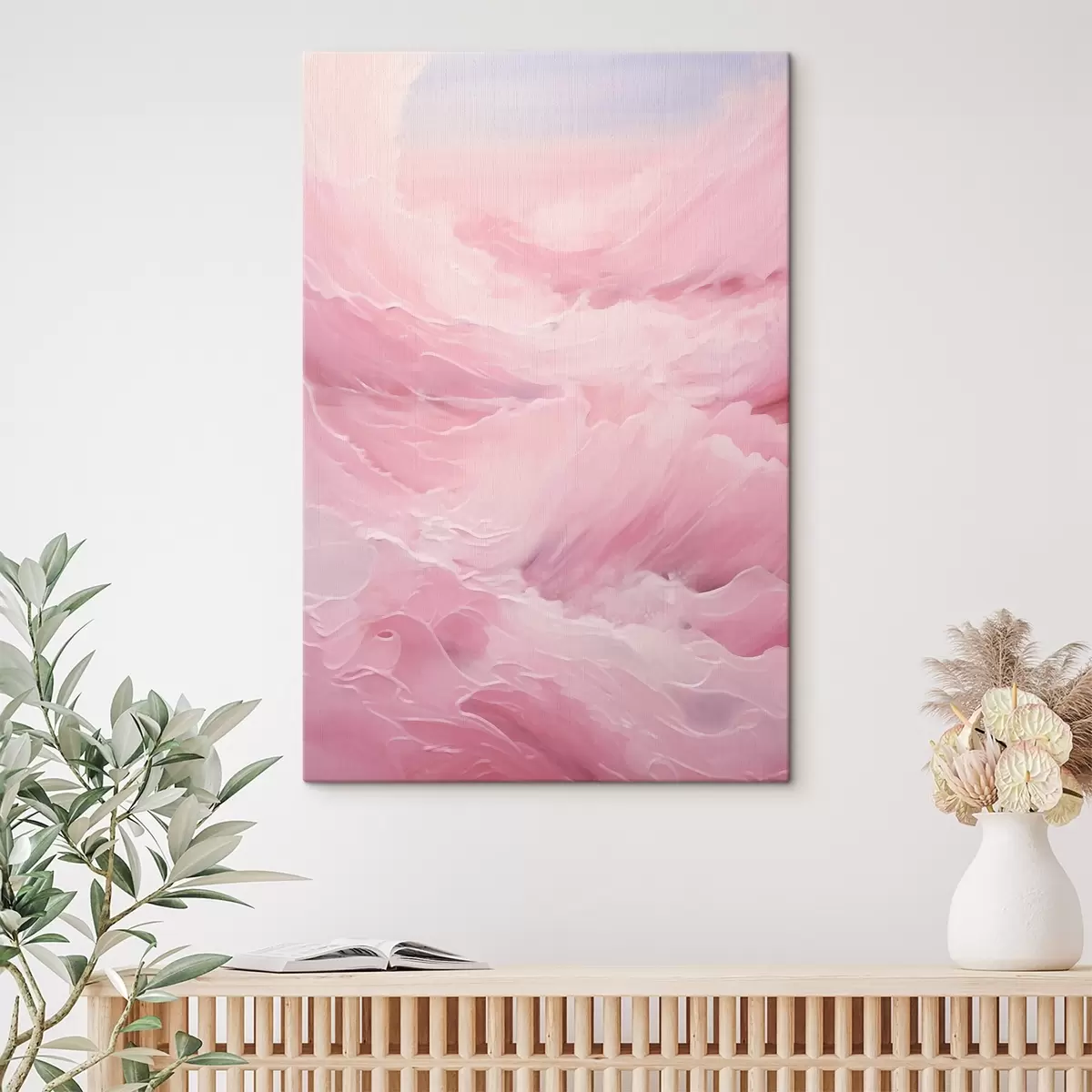  Schilderijen Abstract roze landschap met gladde golfachtige vormen s42929