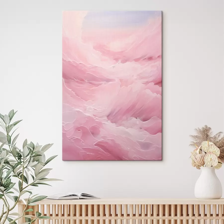  Schilderijen Abstract roze landschap met gladde golfachtige vormen s42929