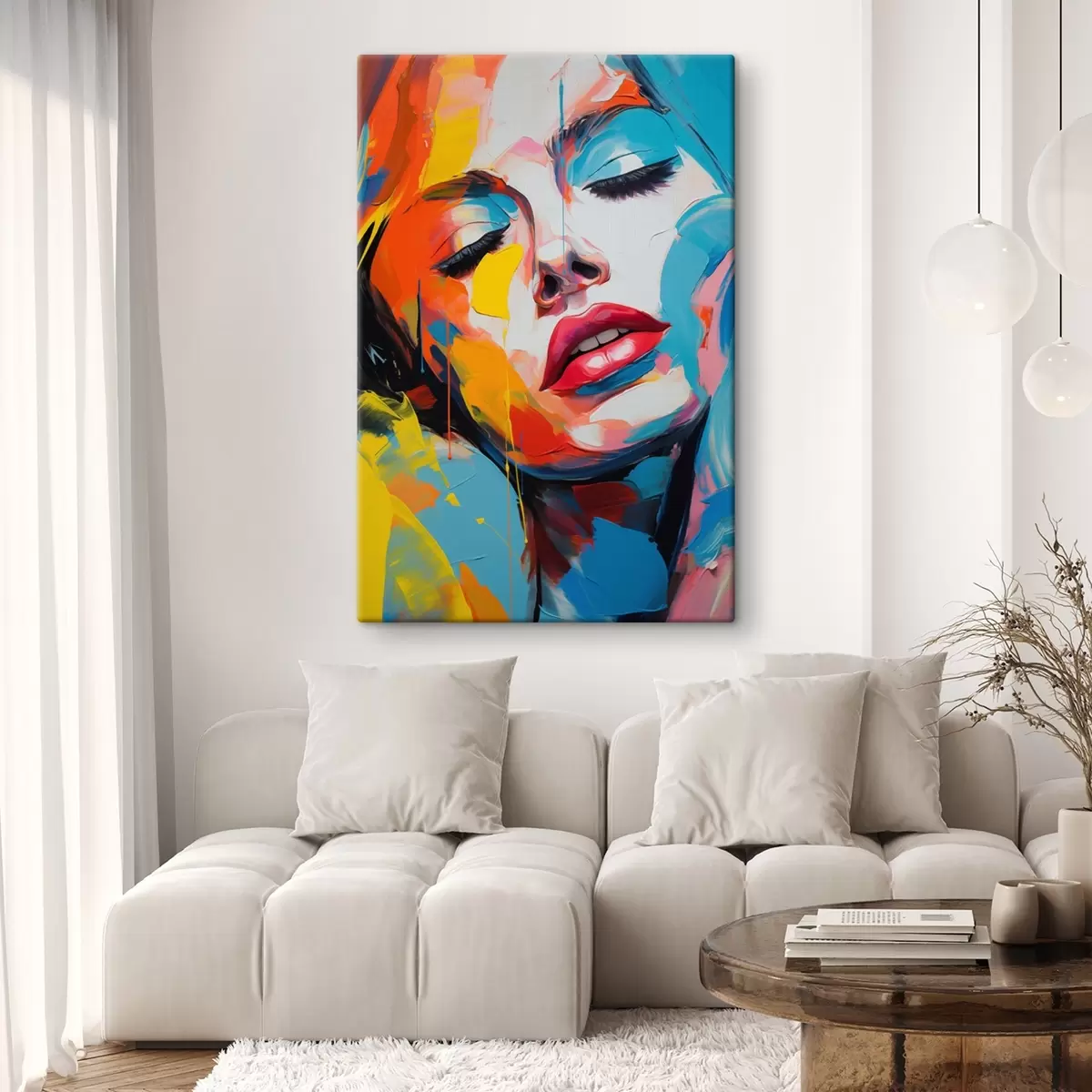  Schilderijen Abstract portret van een vrouw in expressieve kleuren s42935