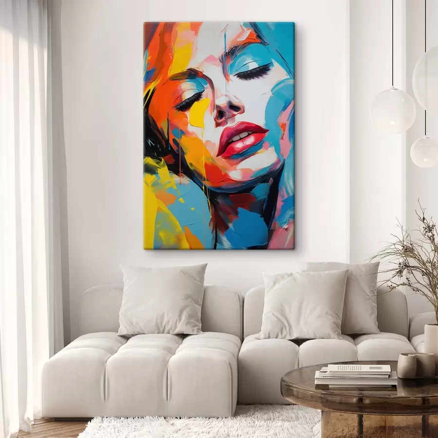  Peintures Portrait abstrait d'une femme aux couleurs expressives s42935