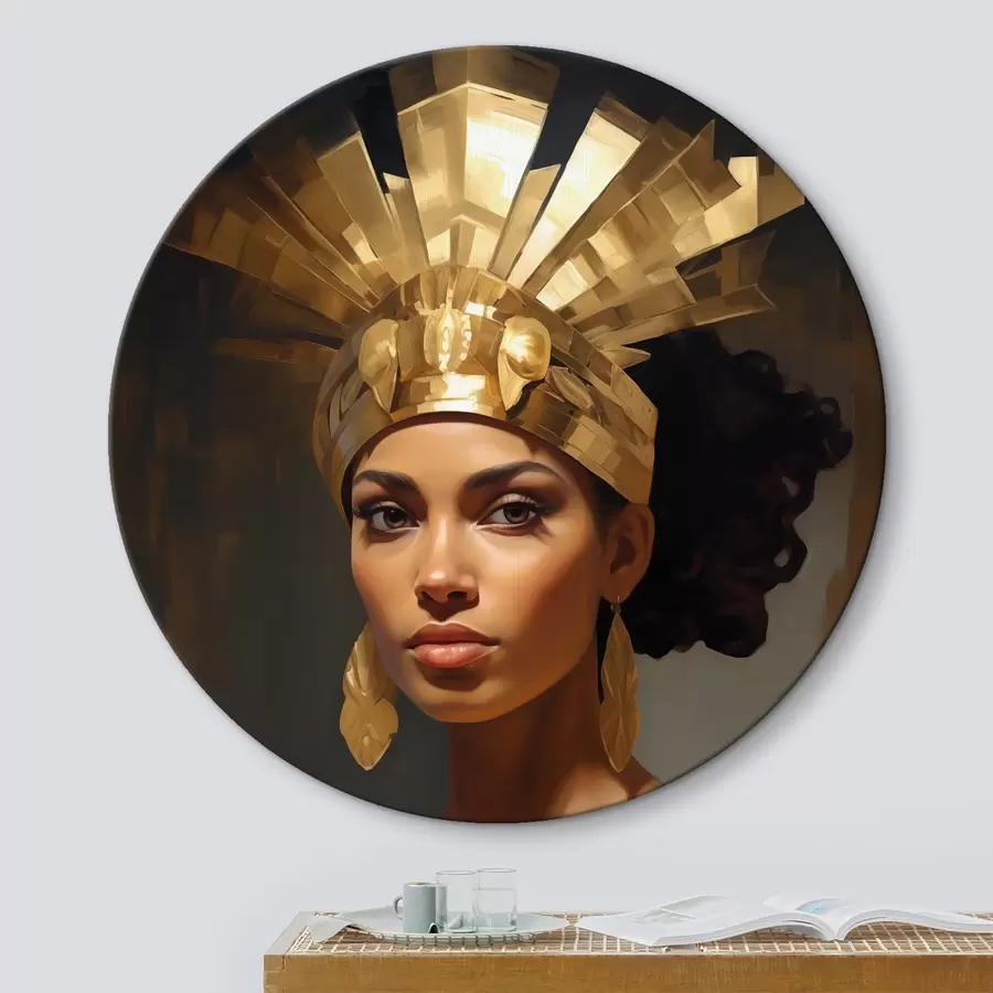  Schilderijen Portret van een vrouw met een majestueus hoofddeksel en traditionele ornamenten r42931