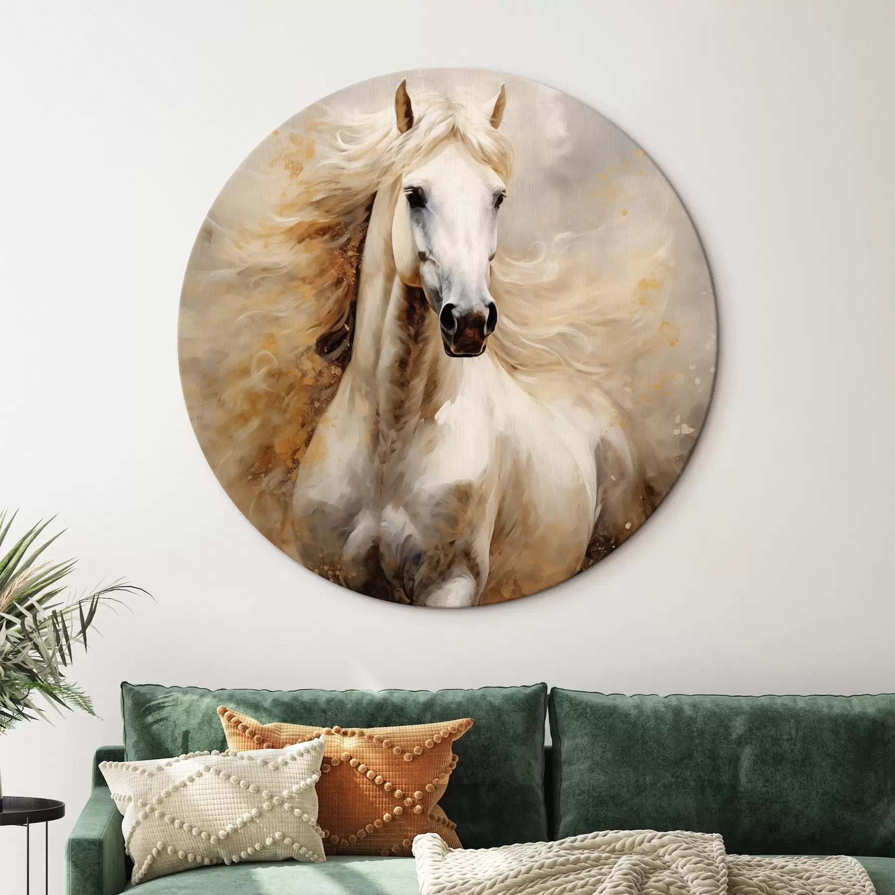  Schilderijen Schilderachtig portret van een wit paard in beweging r42932