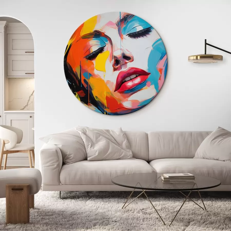  Schilderijen Abstract portret van een vrouw in expressieve kleuren r42935