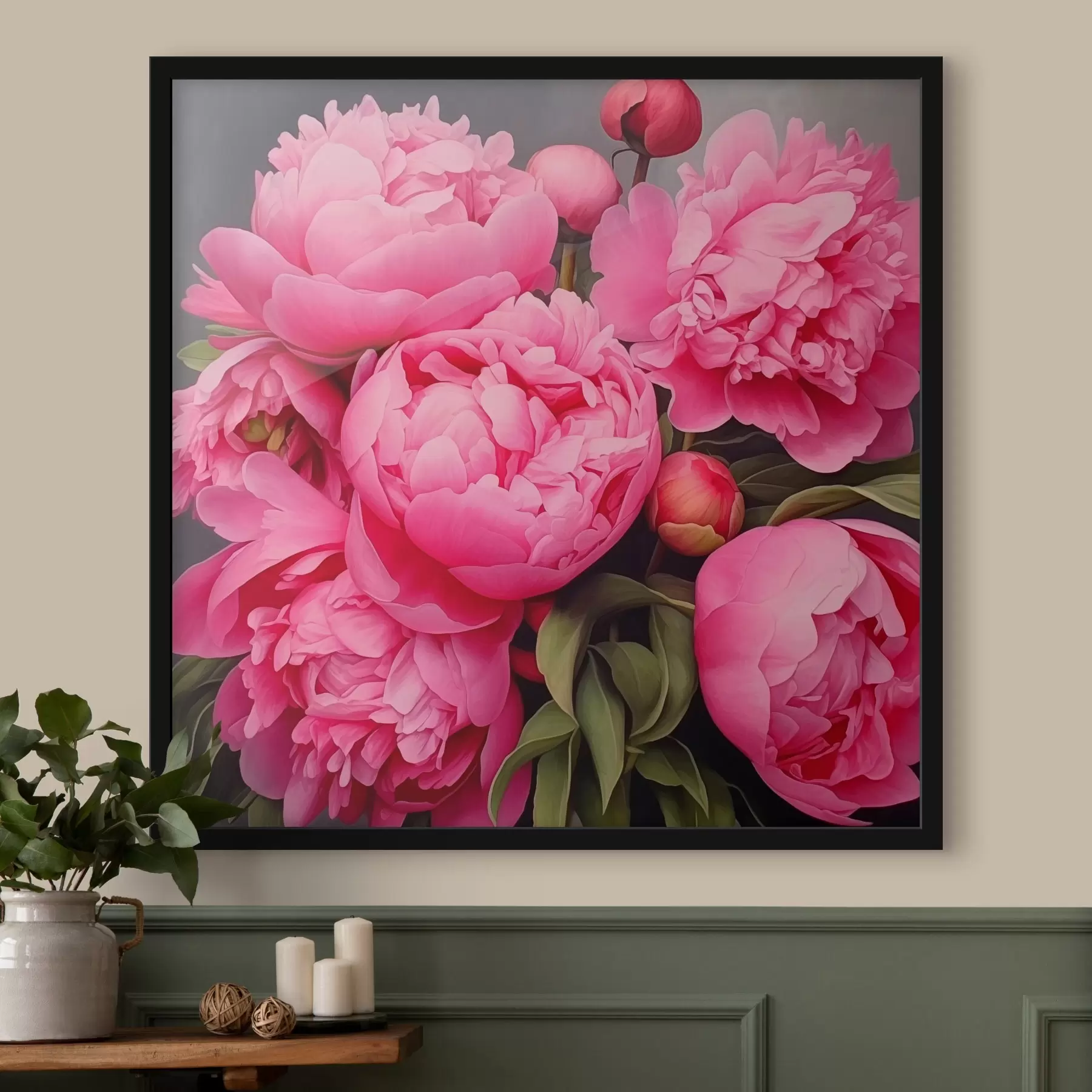  Peintures Pivoines roses f42944