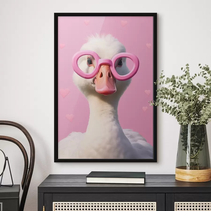 Fotobehang Gans met roze bril f42947