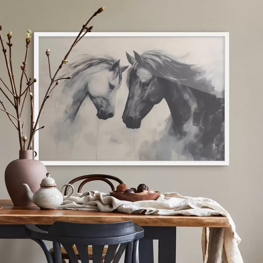 Fotobehang Zwart-witte paarden f42955