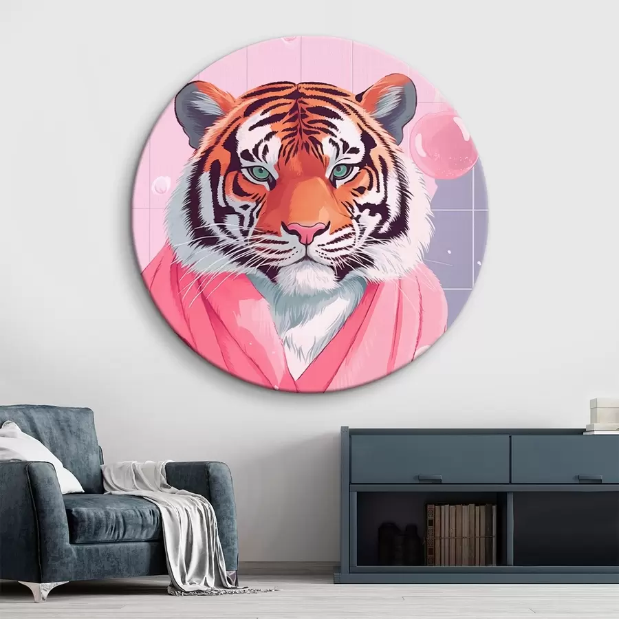  Peintures Tigre dans une serviette rose r42942