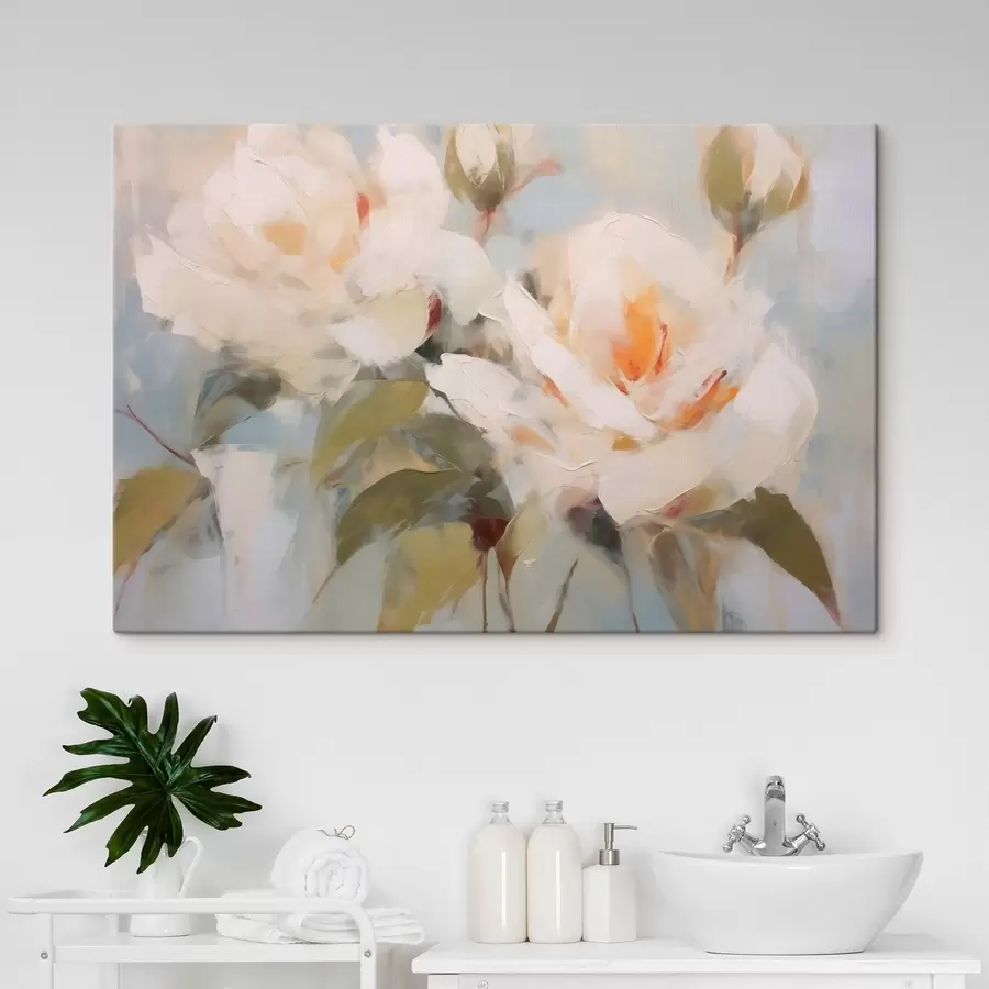  Schilderijen Witte bloemen abstract s42963